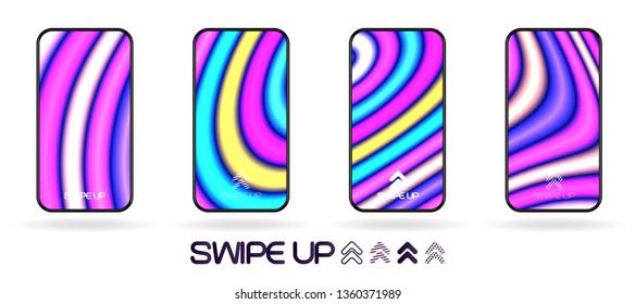 Neon glowing flow lines abstract  smartphone background vector. Futuristic bright sticks