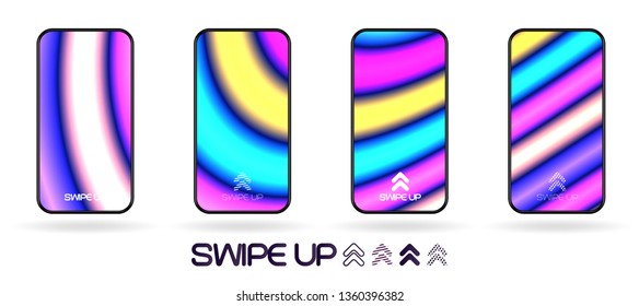 Neon glowing flow lines abstract  smartphone background vector. Futuristic bright sticks