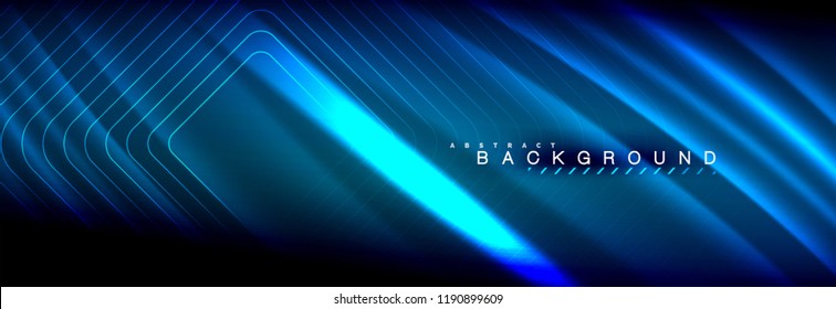 Neon glowing fluid wave lines, magic energy space light concept, abstract background wallpaper design, vector illustration