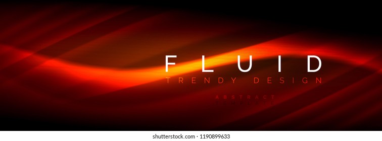 Neon glowing fluid wave lines, magic energy space light concept, abstract background wallpaper design, vector illustration