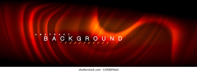 Neon glowing fluid wave lines, magic energy space light concept, abstract background wallpaper design, vector illustration