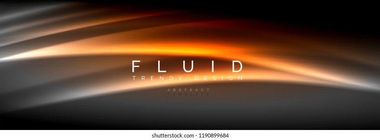 Líneas de onda de fluido brillantes neón, concepto de luz espacial mágica, diseño de fondo abstracto de fondo de fondo de fondo, ilustración vectorial