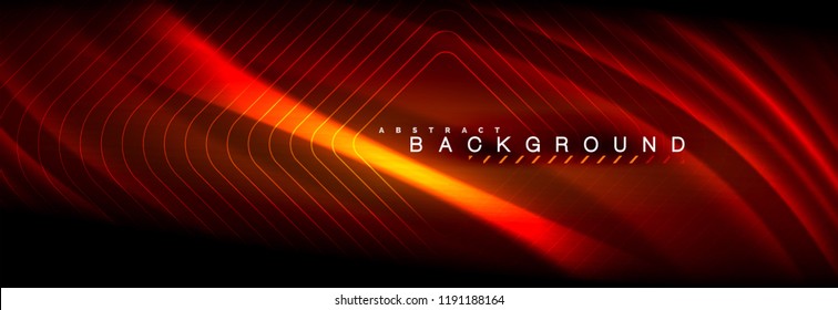 Neon glowing fluid wave lines, magic energy space light concept, abstract background wallpaper design, vector illustration