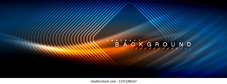 Líneas de onda de fluido brillantes neón, concepto de luz espacial mágica, diseño de fondo abstracto de fondo de fondo de fondo, ilustración vectorial