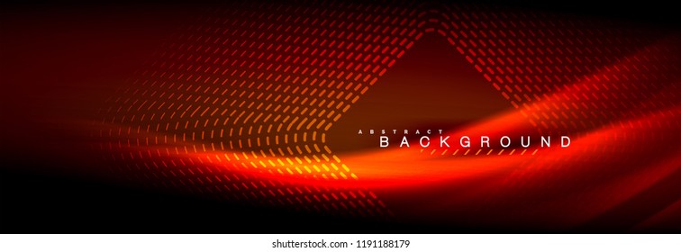 Líneas de onda de fluido brillantes neón, concepto de luz espacial mágica, diseño de fondo abstracto de fondo de fondo de fondo, ilustración vectorial
