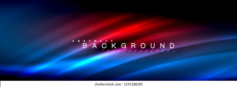 Neon glowing fluid wave lines, magic energy space light concept, abstract background wallpaper design, vector illustration