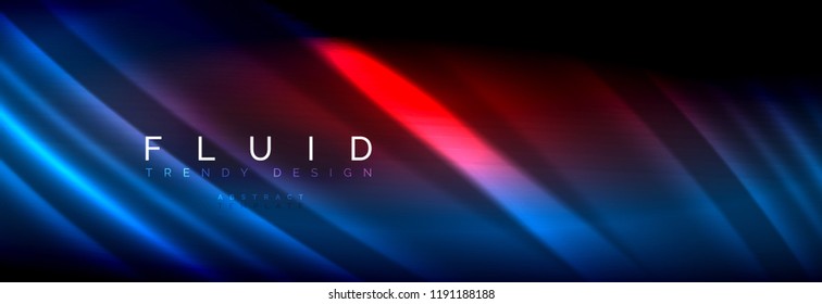 Neon glowing fluid wave lines, magic energy space light concept, abstract background wallpaper design, vector illustration