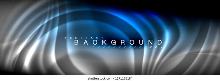 Neon glowing fluid wave lines, magic energy space light concept, abstract background wallpaper design, vector illustration
