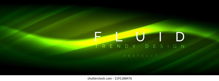 Neon glowing fluid wave lines, magic energy space light concept, abstract background wallpaper design, vector illustration