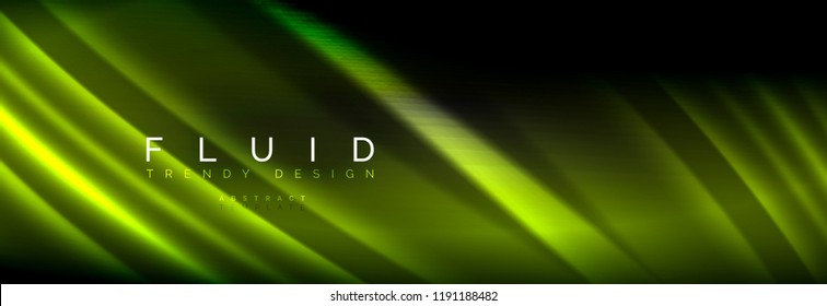 Néon brilhante linhas de onda fluida, conceito de luz espaço de energia mágica, plano de fundo abstrato papel de parede design, ilustração vetorial