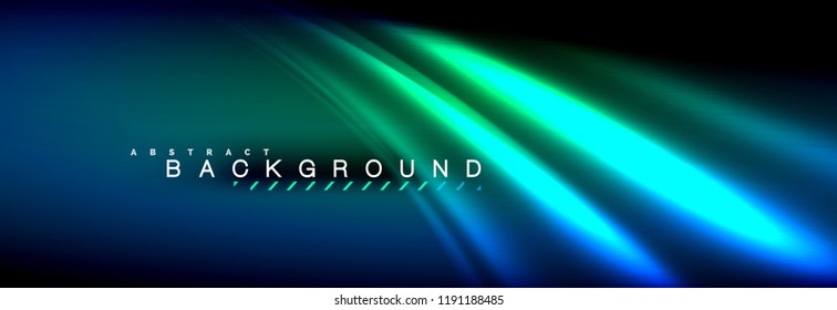 Neon glowing fluid wave lines, magic energy space light concept, abstract background wallpaper design, vector illustration