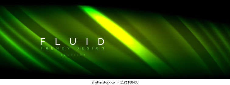 Líneas de onda de fluido brillantes neón, concepto de luz espacial mágica, diseño de fondo abstracto de fondo de fondo de fondo, ilustración vectorial