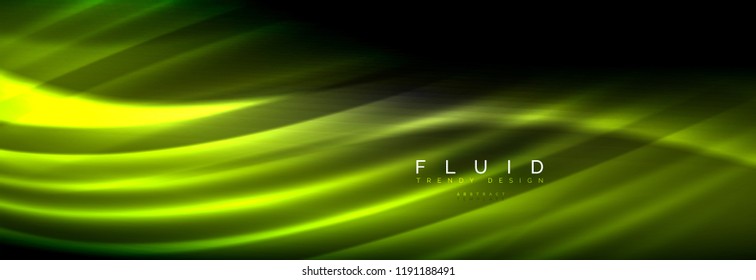 Líneas de onda de fluido brillantes neón, concepto de luz espacial mágica, diseño de fondo abstracto de fondo de fondo de fondo, ilustración vectorial