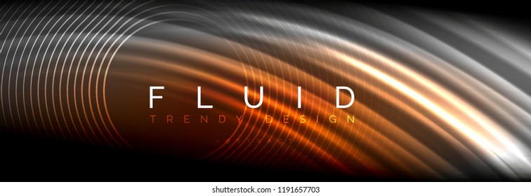 Neon glowing fluid wave lines, magic energy space light concept, abstract background wallpaper design, vector illustration