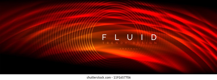 Líneas de onda de fluido brillantes neón, concepto de luz espacial mágica, diseño de fondo abstracto de fondo de fondo de fondo, ilustración vectorial