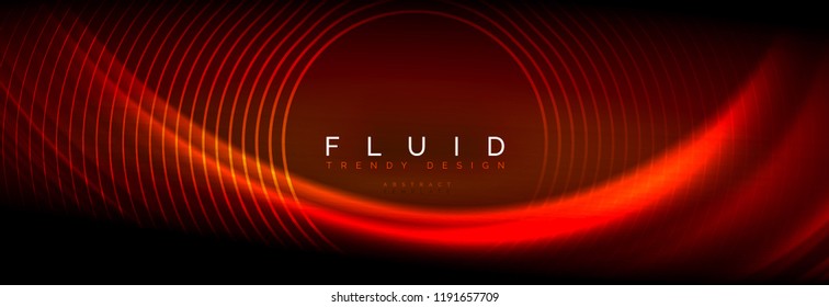 Neon glowing fluid wave lines, magic energy space light concept, abstract background wallpaper design, vector illustration