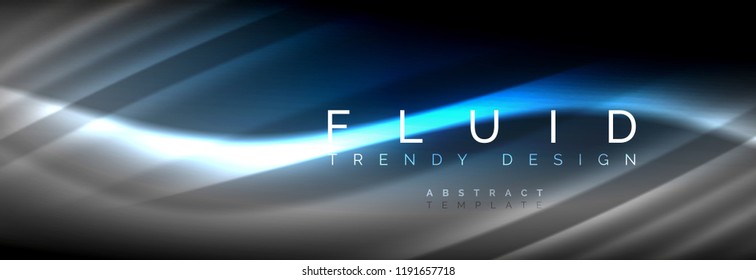 Neon glowing fluid wave lines, magic energy space light concept, abstract background wallpaper design, vector illustration