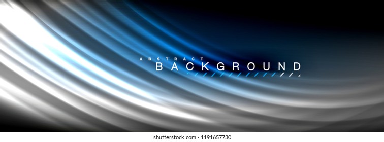 Neon glowing fluid wave lines, magic energy space light concept, abstract background wallpaper design, vector illustration