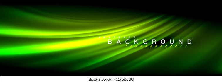 Líneas de onda de fluido brillantes neón, concepto de luz espacial mágica, diseño de fondo abstracto de fondo de fondo de fondo, ilustración vectorial