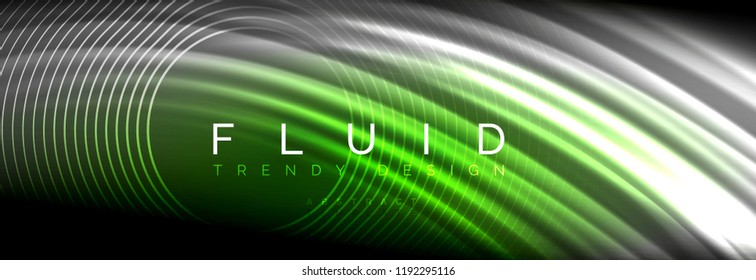 Líneas de onda de fluido brillantes neón, concepto de luz espacial mágica, diseño de fondo abstracto de fondo de fondo de fondo, ilustración vectorial