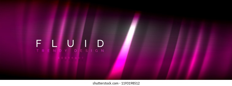 Neon glowing fluid wave lines, magic energy space light concept, abstract background wallpaper design, vector illustration