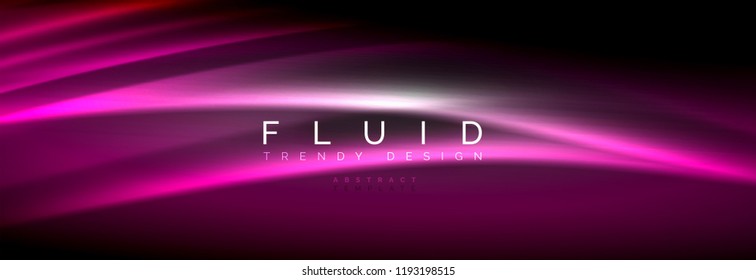 Neon glowing fluid wave lines, magic energy space light concept, abstract background wallpaper design, vector illustration