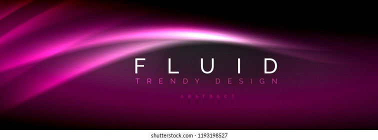 Neon glowing fluid wave lines, magic energy space light concept, abstract background wallpaper design, vector illustration
