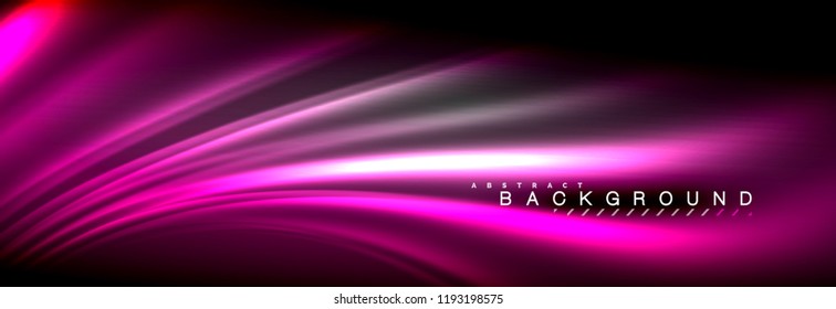 Neon glowing fluid wave lines, magic energy space light concept, abstract background wallpaper design, vector illustration