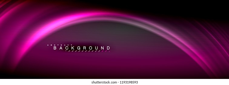 Neon glowing fluid wave lines, magic energy space light concept, abstract background wallpaper design, vector illustration
