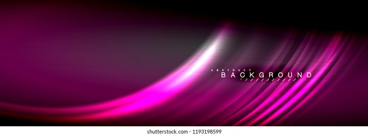 Neon glowing fluid wave lines, magic energy space light concept, abstract background wallpaper design, vector illustration