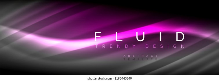 Neon glowing fluid wave lines, magic energy space light concept, abstract background wallpaper design, vector illustration