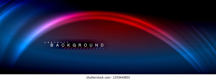 Líneas de onda de fluido brillantes neón, concepto de luz espacial mágica, diseño de fondo abstracto de fondo de fondo de fondo, ilustración vectorial