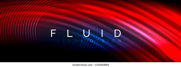 Neon glowing fluid wave lines, magic energy space light concept, abstract background wallpaper design, vector illustration