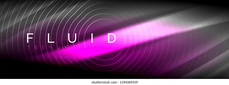 Neon glowing fluid wave lines, magic energy space light concept, abstract background wallpaper design, vector illustration