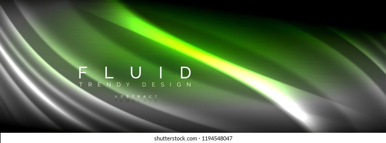 Líneas de onda de fluido brillantes neón, concepto de luz espacial mágica, diseño de fondo abstracto de fondo de fondo de fondo, ilustración vectorial