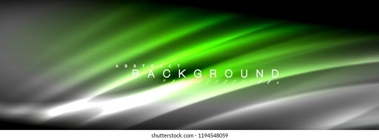 Neonleuchtende Fließbandlinien, magisches Energiespeicher-Lichtkonzept, abstrakter Hintergrund-Bildschirmhintergrund, Vektorgrafik