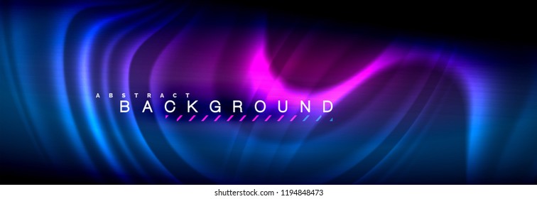 Neonleuchtende Fließbandlinien, magisches Energiespeicher-Lichtkonzept, abstrakter Hintergrund-Bildschirmhintergrund, Vektorgrafik