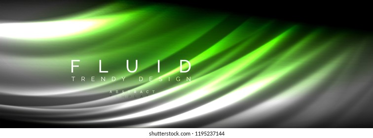 Neon glowing fluid wave lines, magic energy space light concept, abstract background wallpaper design, vector illustration