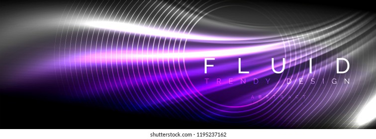 Neonleuchtende Fließbandlinien, magisches Energiespeicher-Lichtkonzept, abstrakter Hintergrund-Bildschirmhintergrund, Vektorgrafik