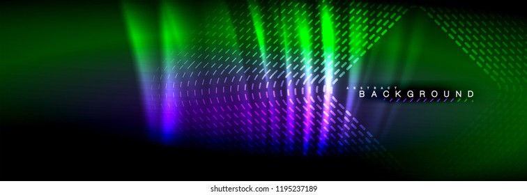 Neon glowing fluid wave lines, magic energy space light concept, abstract background wallpaper design, vector illustration