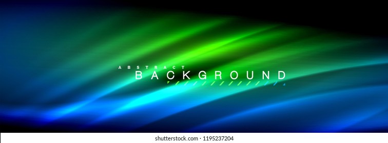 Neonleuchtende Fließbandlinien, magisches Energiespeicher-Lichtkonzept, abstrakter Hintergrund-Bildschirmhintergrund, Vektorgrafik