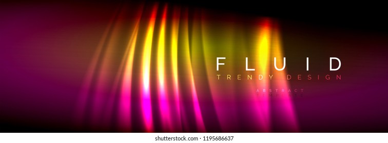 Neon glowing fluid wave lines, magic energy space light concept, abstract background wallpaper design, vector illustration