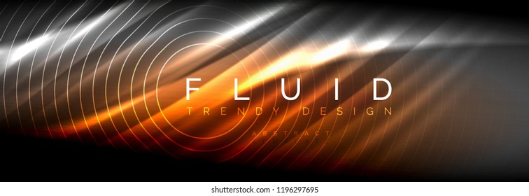 Líneas de onda de fluido brillantes neón, concepto de luz espacial mágica, diseño de fondo abstracto de fondo de fondo de fondo, ilustración vectorial