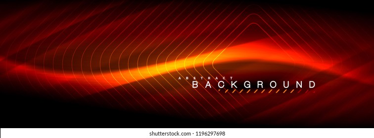 Neon glowing fluid wave lines, magic energy space light concept, abstract background wallpaper design, vector illustration