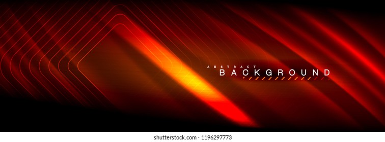 Neon glowing fluid wave lines, magic energy space light concept, abstract background wallpaper design, vector illustration