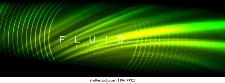Neonleuchtende Fließbandlinien, magisches Energiespeicher-Lichtkonzept, abstrakter Hintergrund-Bildschirmhintergrund, Vektorgrafik