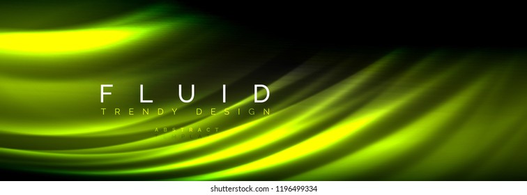 Líneas de onda de fluido brillantes neón, concepto de luz espacial mágica, diseño de fondo abstracto de fondo de fondo de fondo, ilustración vectorial