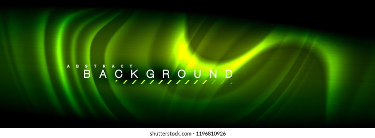 Líneas de onda de fluido brillantes neón, concepto de luz espacial mágica, diseño de fondo abstracto de fondo de fondo de fondo, ilustración vectorial