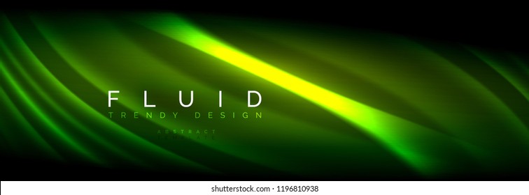Neon glowing fluid wave lines, magic energy space light concept, abstract background wallpaper design, vector illustration