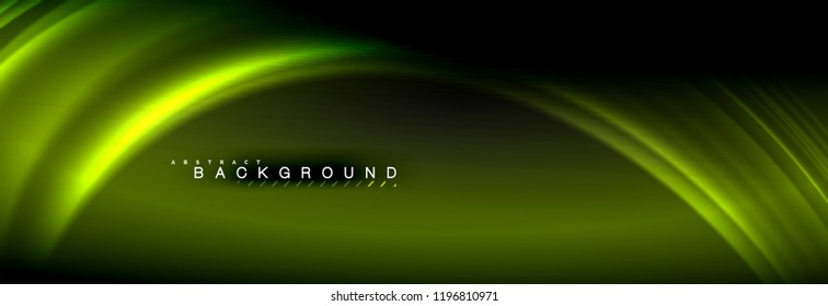 Neon glowing fluid wave lines, magic energy space light concept, abstract background wallpaper design, vector illustration